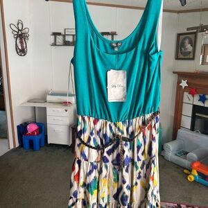 Lily Rose Green Sleeveless Scoop Neck Sundress